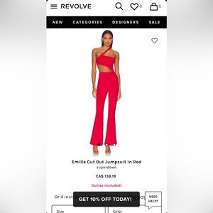 Red jumpsuit from Revolve